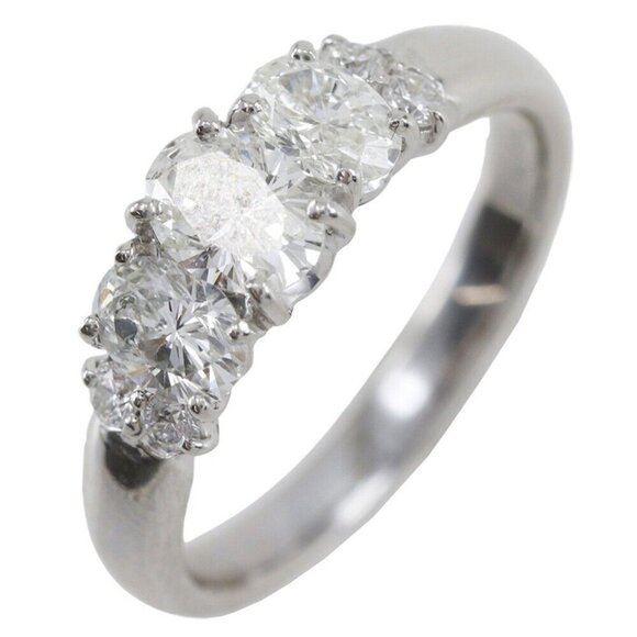 Oval Ring Pt900Platinum/diamond #4.9(US Size) 4.7g Women - Picture 8 of 8